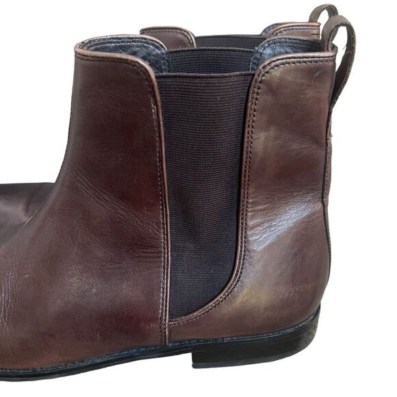 John Varvatos $698 Amsterdam Brown Leather Ankle Boots Size 13 Slip On - Picture 7 of 15